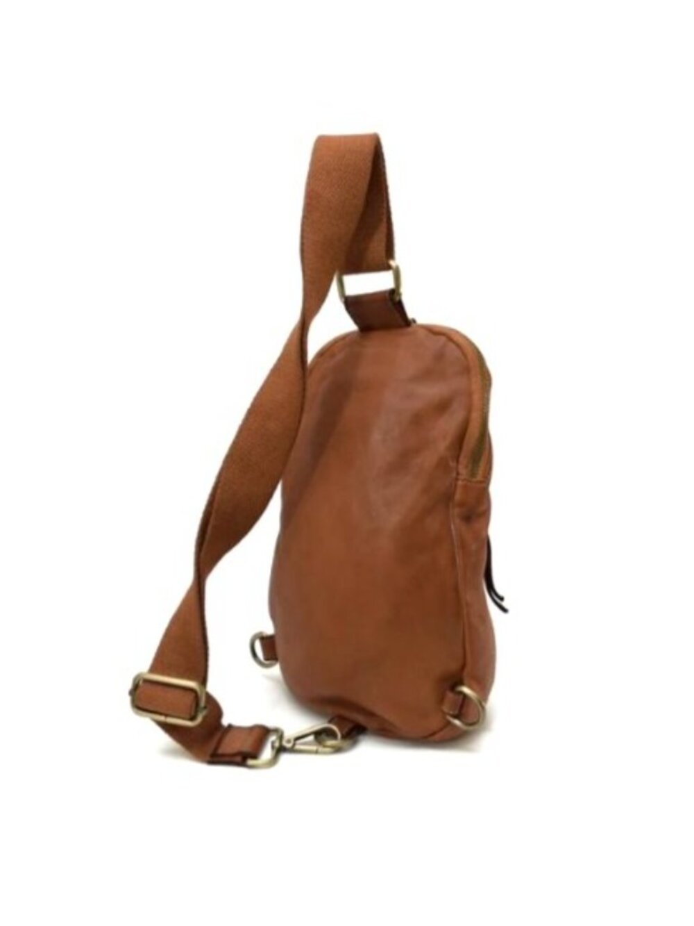 Logan Cognac Leather Sling Backpack With Adjustable Strap By Bolo - Picture 3 of 5